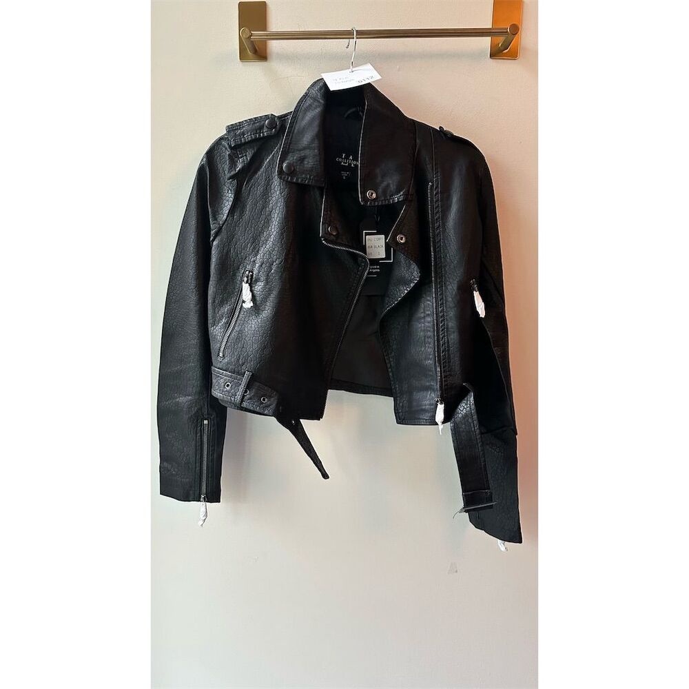 Black Leather Moto Jacket - Women